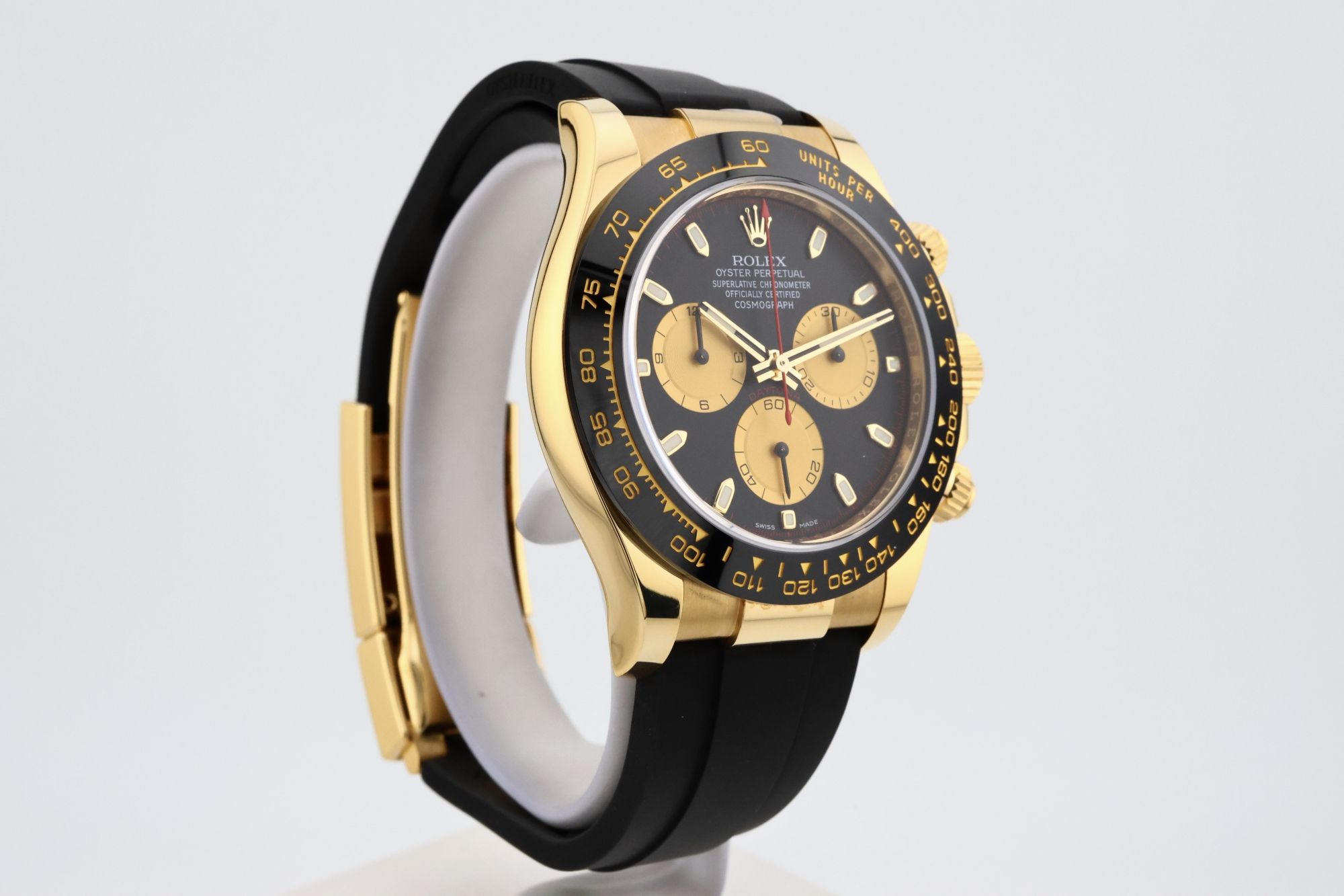 Rolex Cosmograph Daytona Yellow Gold Black Paul Newman dial Oysterflex With box and papers 116518LN 2020 Monacowatch